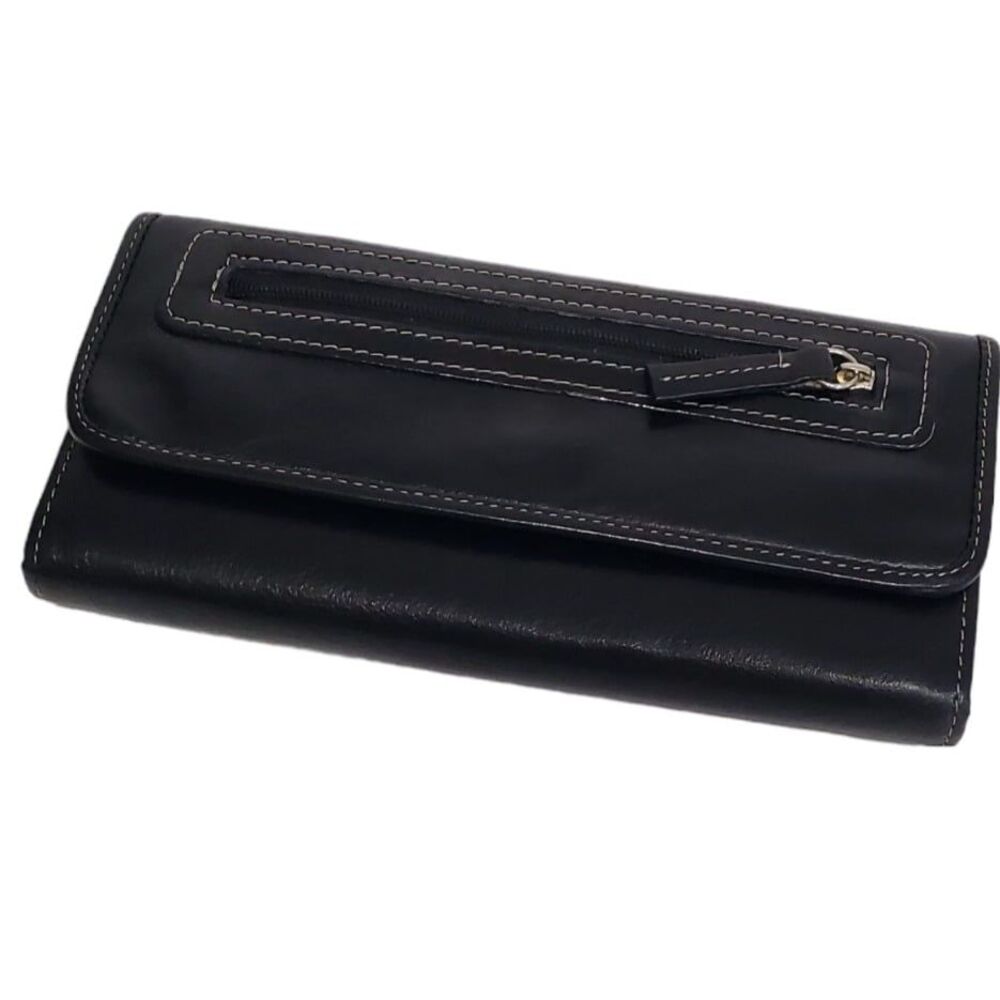 Women's Genuine Leather Black Wallet; Approx 8 x 4